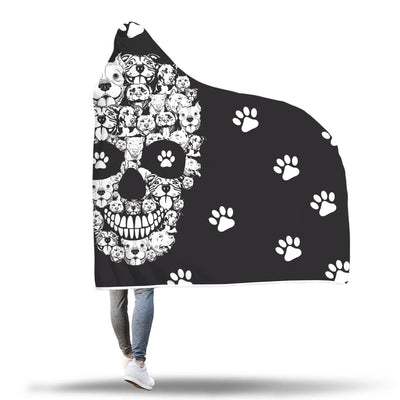 Pitbull skull hooded blanket